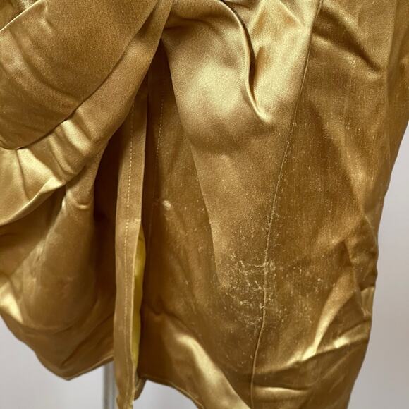 SAU LEE Hester Strapless Ruched Ecru Olive Satin Mini Dress Size 2 - Picture 8 of 11